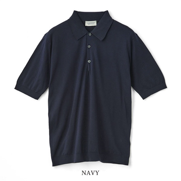 JOHN SMEDLEY ジョンスメドレー ニットポロシャツ/ISIS シーアイランドコットン 30ゲージ EASY FIT メンズ NAVY