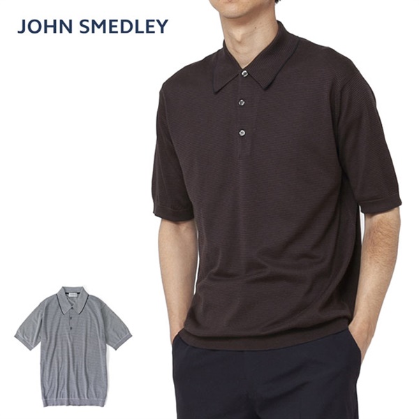 JOHN SMEDLEY ジョンスメドレー 30Gコットン ポロシャツ ネイビー