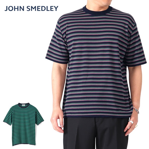 日本限定モデル   ジョンスメドレー  レジメンタル柄 ボーダー ニットTシャツ