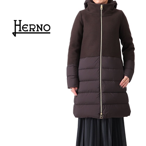 HERNO ヘルノ メルトンウール × ナイロン スタンドカラー