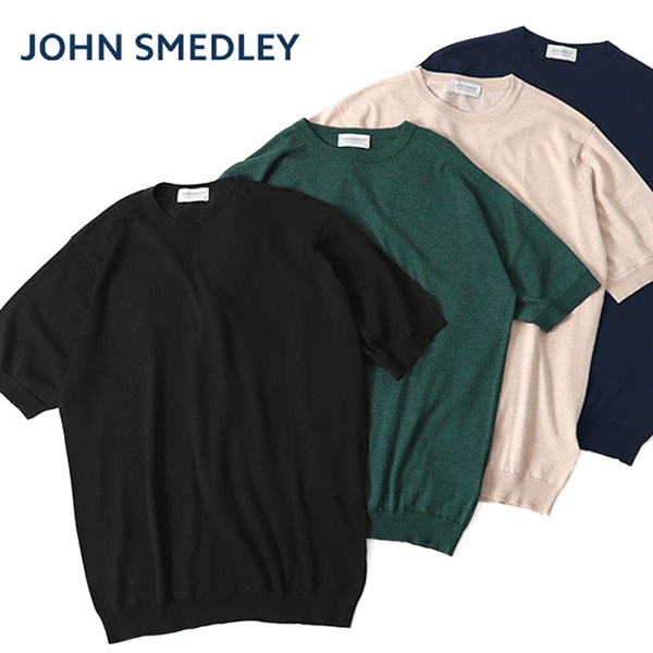 JOHN SMEDLEY ジョンスメドレー 30G コットンメリノ クルーネック ニットTシャツ S4585