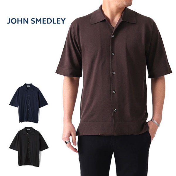 JOHN SMEDLEY ジョンスメドレー 日本別注 オープンカラー ニットシャツ ...