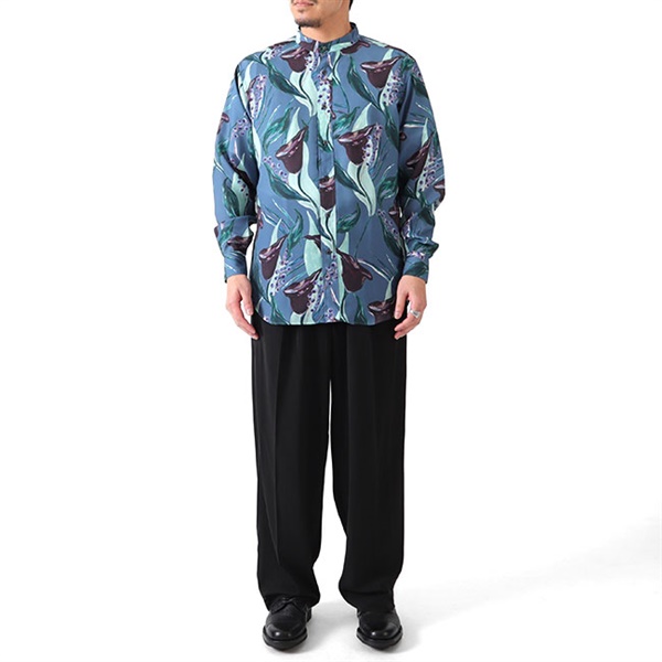 RAINMAKER レインメーカー 花柄 バンドカラー ロングテイルシャツ RM221-037