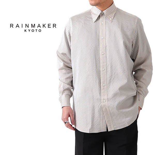 Rainmaker レインメーカー シワ加工 ボタンダウン ストライプシャツ Rm1 030 Rainmaker レインメーカー Add 宮崎
