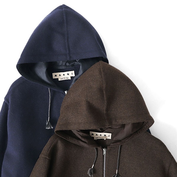 古着 MARNI マルニ ウール ジップアップ フーデッドコート TUMU0011A0 