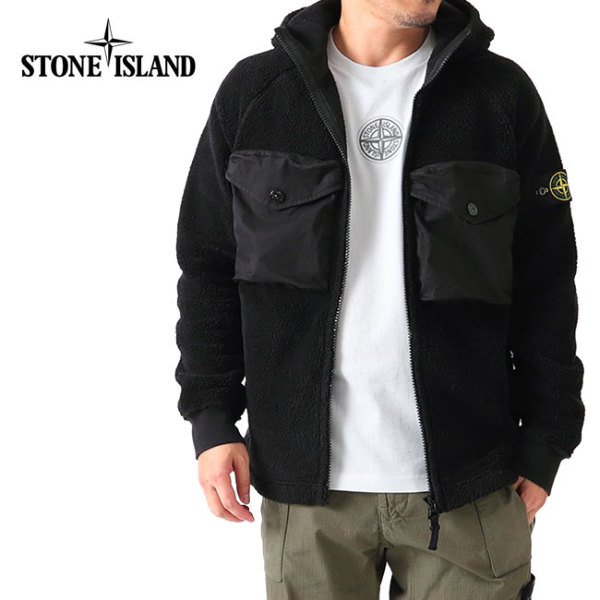 Stone Island ストーンアイランド コットンパイル ボア フードジャケット 751560134