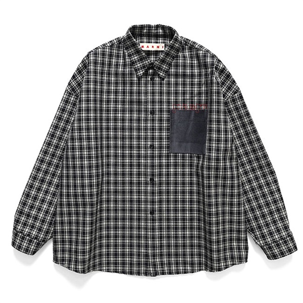 MARNI マルニ 胸ポケット ウール チェックシャツ CUMU0061S7 UTWA35 M