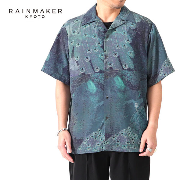 RAINMAKER レインメーカー 孔雀柄 オープンカラーシャツ RM231-042