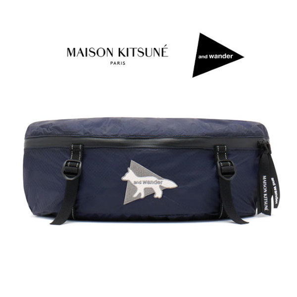 and wander × Maison Kitsune アンドワンダー メゾンキツネ コラボ コーデュラナイロン ポケッタブル ウエストポーチ  3185911