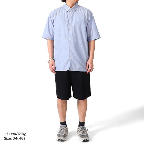 ATON/エイトン】GIZA STRIPE OVERSIZED SHORT SLEEVE SHIRT/ギザ
