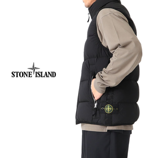 BROSSHOP【極美品】STONE ISLAND ガーメントダイ　ダウンベスト　コンパスロゴ