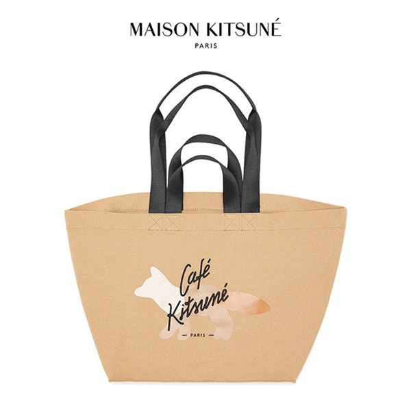 Maison Kitsune cafe メゾンキツネカフェ フォックスロゴ ダブルキャリー 2WAY トート&ショルダーバッグ SPCKU05117