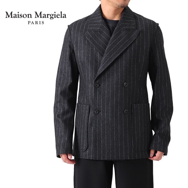 Maison Margiela メゾンマルジェラ ストライプ ウール ダブルブレストジャケット S50BN0446 S52940