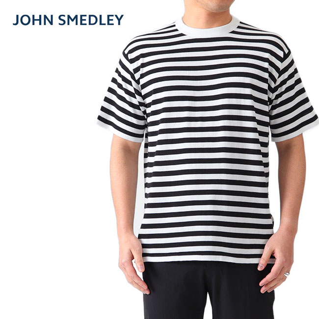 JOHN SMEDLEY ジョンスメドレー 30G ボーダー クルーネック ニットTシャツ S4470