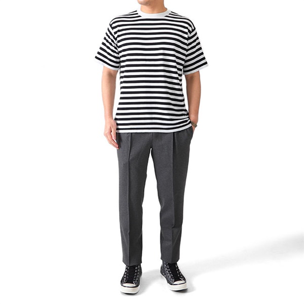 JOHN SMEDLEY ジョンスメドレー 30G ボーダー クルーネック ニットTシャツ S4470