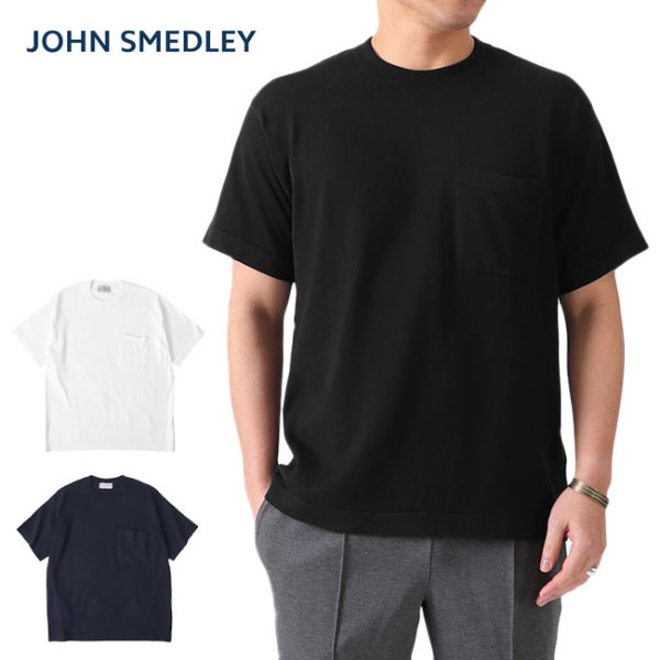 【未使用に近い】ジョンスメドレー ニットTシャツ 黒 シーアイランドコットン L
