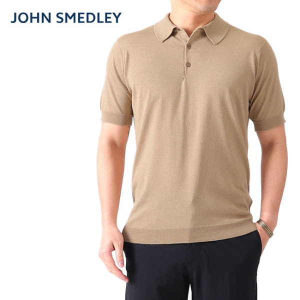 JOHN SMEDLEY ジョンスメドレー 30Gコットン ニット ポロシャツ-