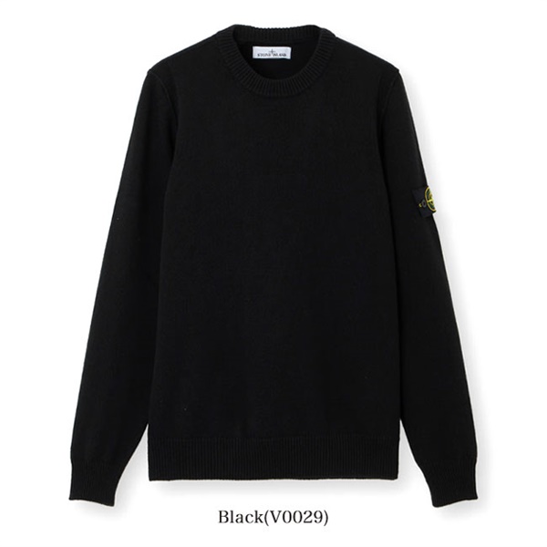 ☆美品☆Stone  ラムウール クルーネックセーター BLK STONE ISLAND ストーンアイランド 7ゲージ ラムウール クルーネック