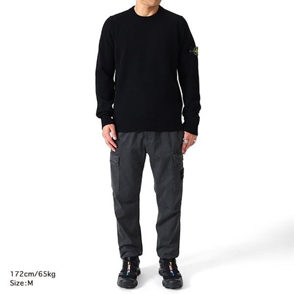 ☆美品☆Stone  ラムウール クルーネックセーター BLK STONE ISLAND ストーンアイランド 7ゲージ ラムウール クルーネック