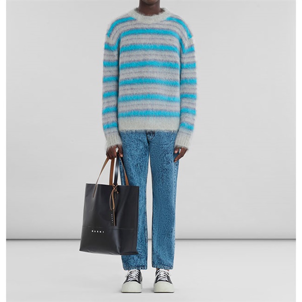 マルニ　MARNI FRANK NAVINトートバッグ　PVCレザーハンドル MARNI マルニ マルニタグ付き レザーハンドル トートバッグ