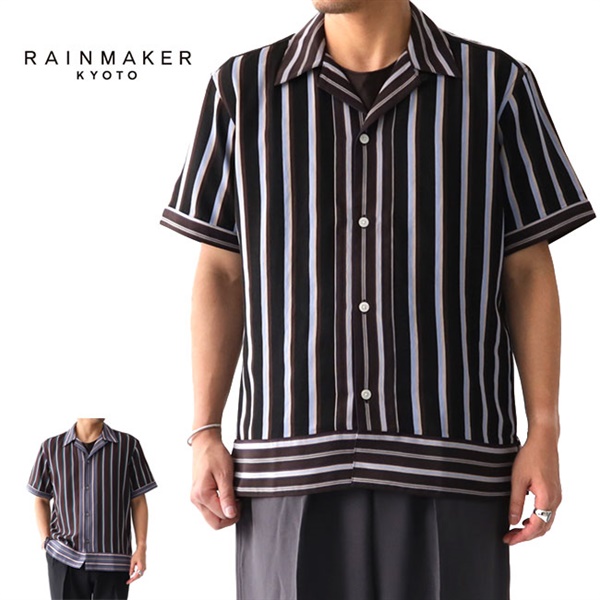 [TIME SALE] RAINMAKER レインメーカー マルチストライプ オープンカラーシャツ RM191-033