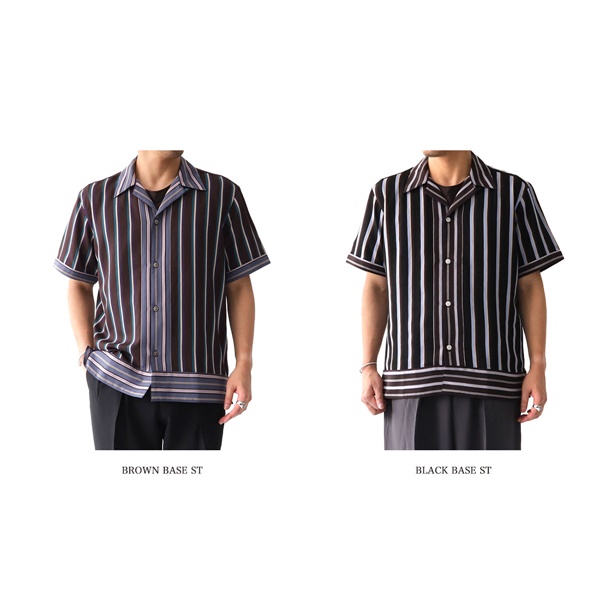 [TIME SALE] RAINMAKER レインメーカー マルチストライプ オープンカラーシャツ RM191-033