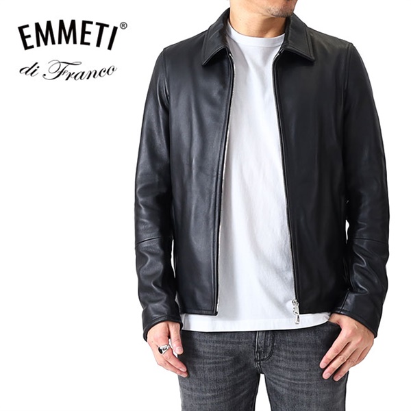 極美品 エンメティ シングル ライダースジャケット ラムレザー サイズ48 L エンメティ / EMMETI / ユリ / JURI / シングル ライダース