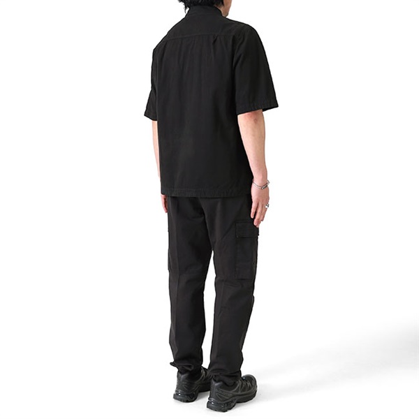 Stone  1200029 OLD EFFECT ショートスリーブシャツ ブラック 1200029 BRUSHED ORGANIC COTTON CANVAS 'OLD' EFFECT