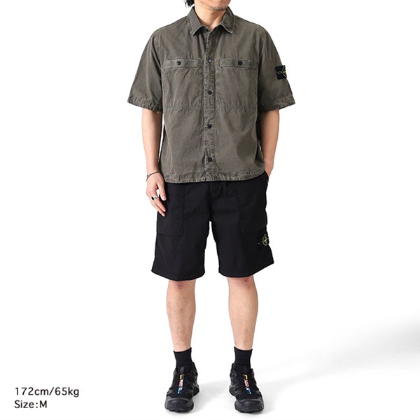 Stone  1200029 OLD EFFECT ショートスリーブシャツ STONE ISLAND ストーンアイランド ブラッシュ加工 コットン