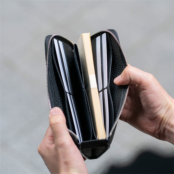 L字ファスナー ロングウォレット/サンニーロ/カーリーメイプル/サドル