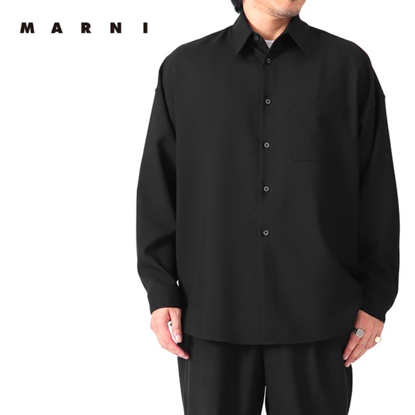 MARNI マルニ 23SS トロピカルウール長袖シャツ ブラック CUMU0061A1