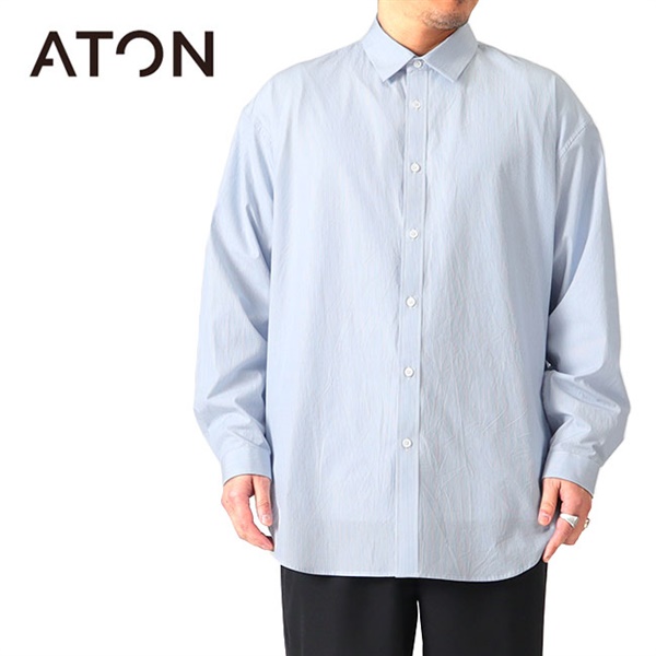 SHRINK STRIPE OVERSIZED SHIRT  ATON シャツ