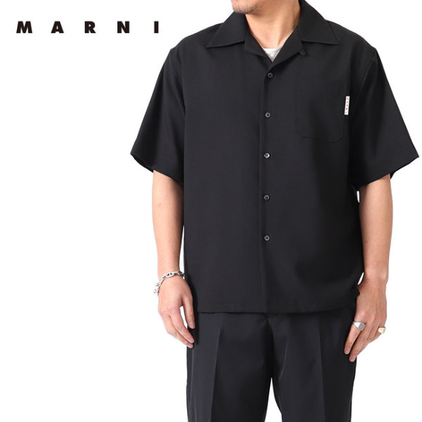 MARNI TROPICAL WOOL OPEN COLLAR SHIRT