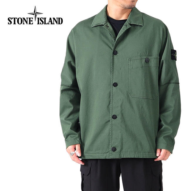 袖口のボタンで調節可能Stone Island ストレッチサテン ガーメントダイ シャツジャケット