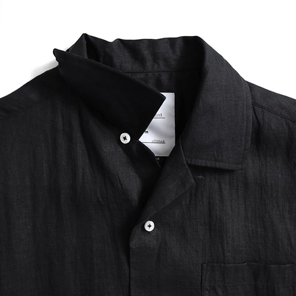 FUMITO GANRYU ブラック　夏物シャツ　開襟　半袖 FUMITO GANRYU - 【25SS】サイド ベンツ オープンカラー リネン