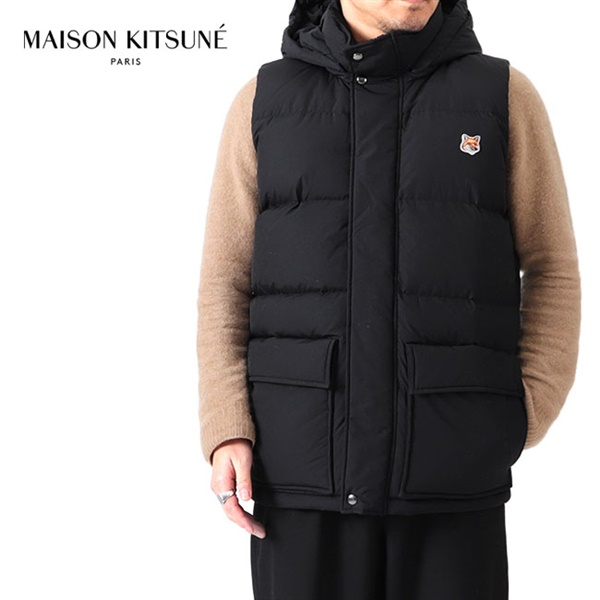 Maison Kitsune メゾンキツネ フォックスヘッドロゴ フード付き ダウンベスト JM02219WQ0044