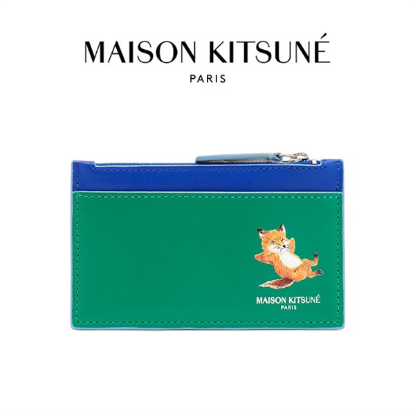 Maison Kitsune メゾンキツネ チラックスロゴ レザー コイン&カード 