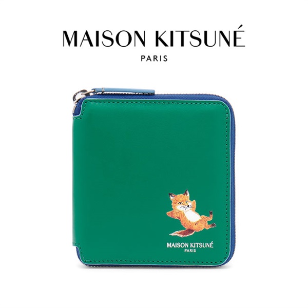 Maison Kitsune メゾンキツネ チラックスロゴ ジップアラウンド レザー 