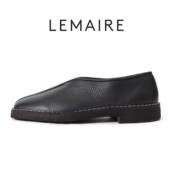 LEMAIRE ルメール PIPED CREPE SLIPPERS スクエアトゥ レザー ...