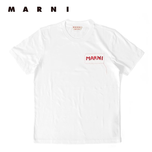 MARNI マルニ ロゴ ホワイトコットンジャージーTシャツ L  男女兼用