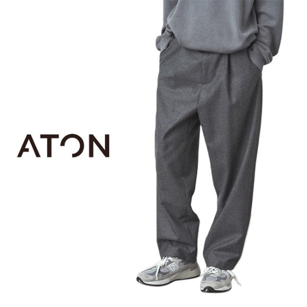 美品】ATON WOOL TROPICAL 2タックパンツ-