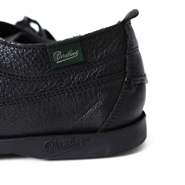 Paraboots malibu/maine 黒いレザー デッキシューズ パラブーツが誇るデッキシューズの名作バースが“革スニ”に変身