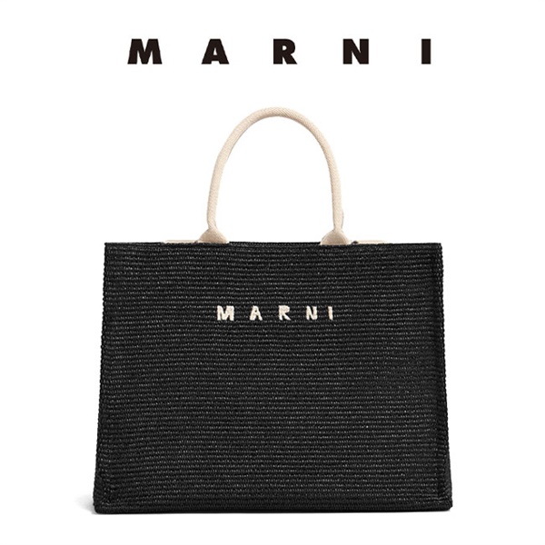 発送ラスト一点！MARNI ラフィア風 EAST-WEST ロゴトートバッグ トートバッグ