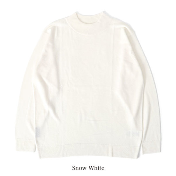 WHITE【新品】JOHN SMEDLEY モックネックニット L ホワイト メリノウール