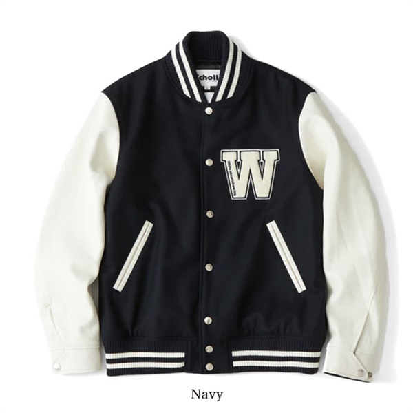 White Mountaineering × Schott ホワイトマウンテニアリング ショット VARSITY JACKET 袖レザー スタジャン  WM2473213