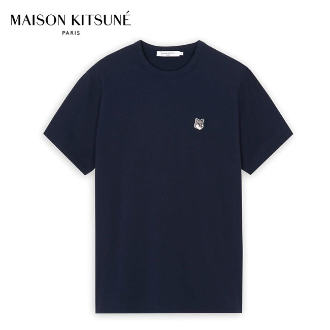 Maison Kitsune メゾンキツネ グレーフォックスヘッドロゴ Tシャツ ...