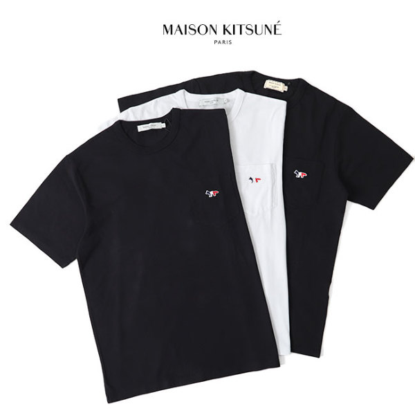 Maison Kitsune メゾン キツネ フォックスロゴ 胸ポケットTシャツ 