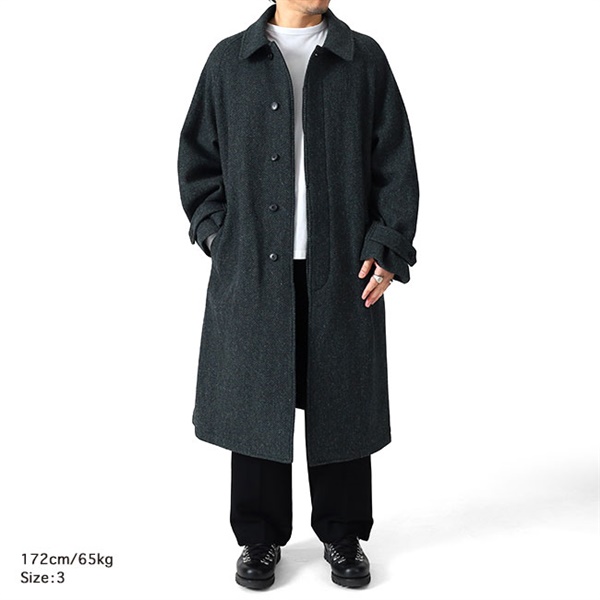 POLYPLOID ポリプロイド ヘリンボーンツイード ウールステンカラー