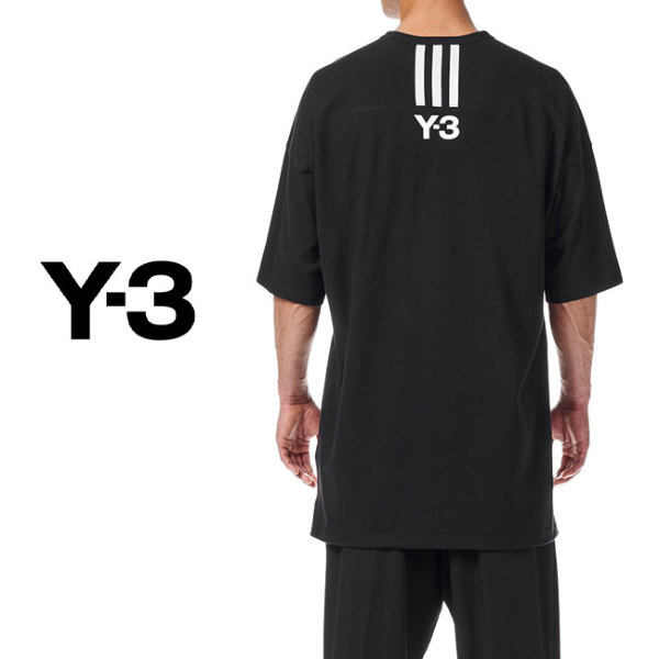 Y-3 ワイスリー オーバーサイズ 3ストライプ バックロゴ Tシャツ 