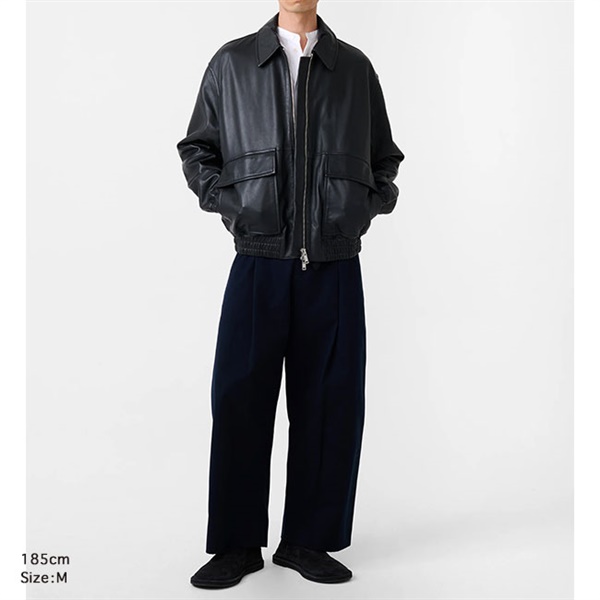 nikoniko 様 スエードライクサテンブルゾン ブラック☆ STUDIO NICHOLSON スタジオニコルソン PISTON LEATHER JACKET